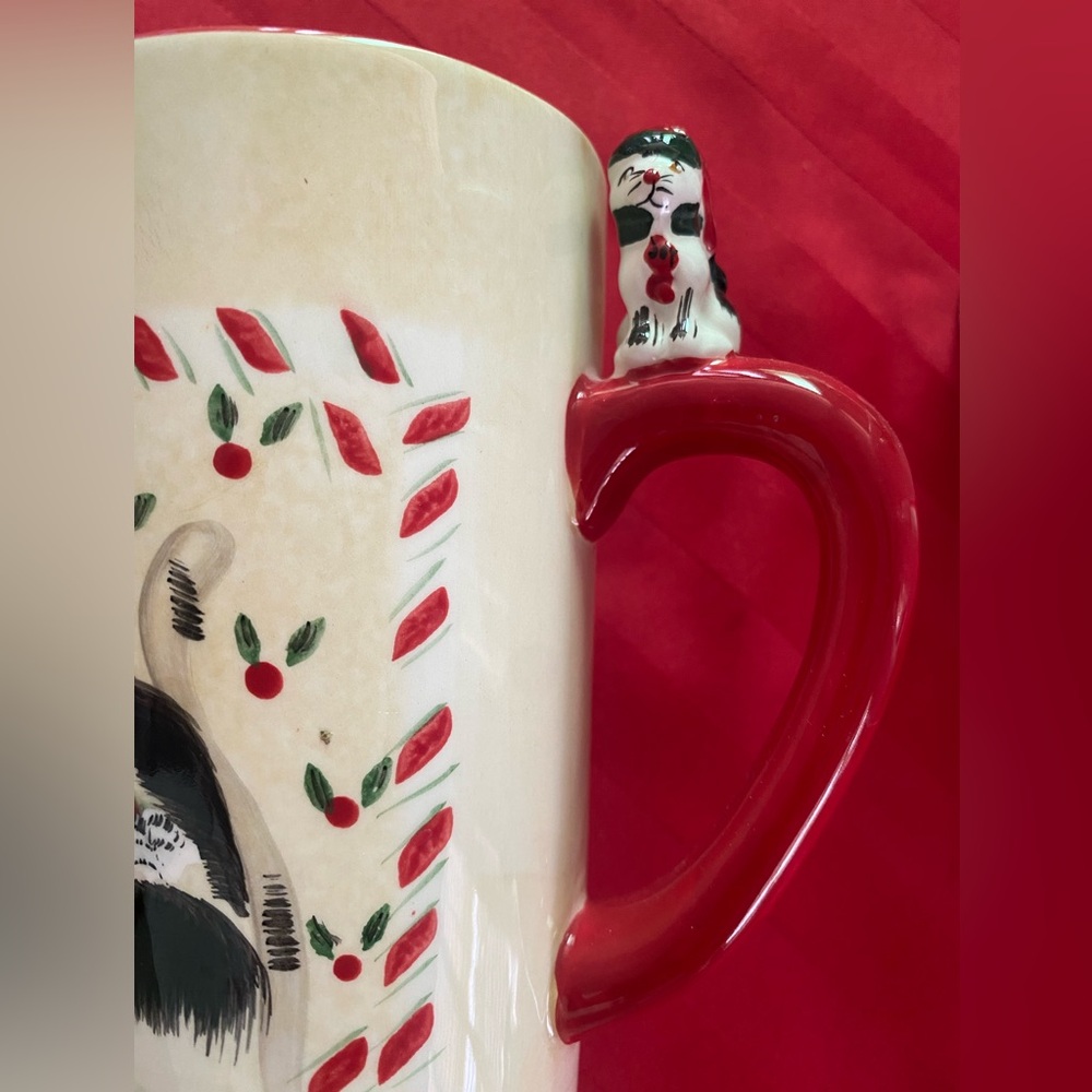 Vintage Oneida/Sakura Candy Cane Cats - Christmas Latte Mug - Picture 2 of 4